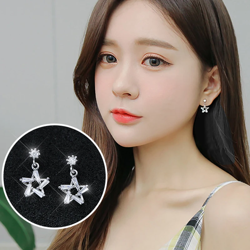 

Элегантные Золотые Серебряные звезды кубический циркон маленькие серьги гвоздики для женщин девочек Ювелирные изделия Подарки