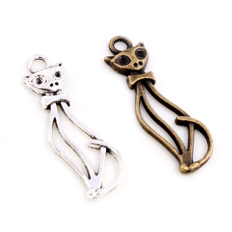 34x10 мм 15 шт античные бронзовые и античные посеребренные Подвески ручной работы с котом: сделай сам для браслета и ожерелья