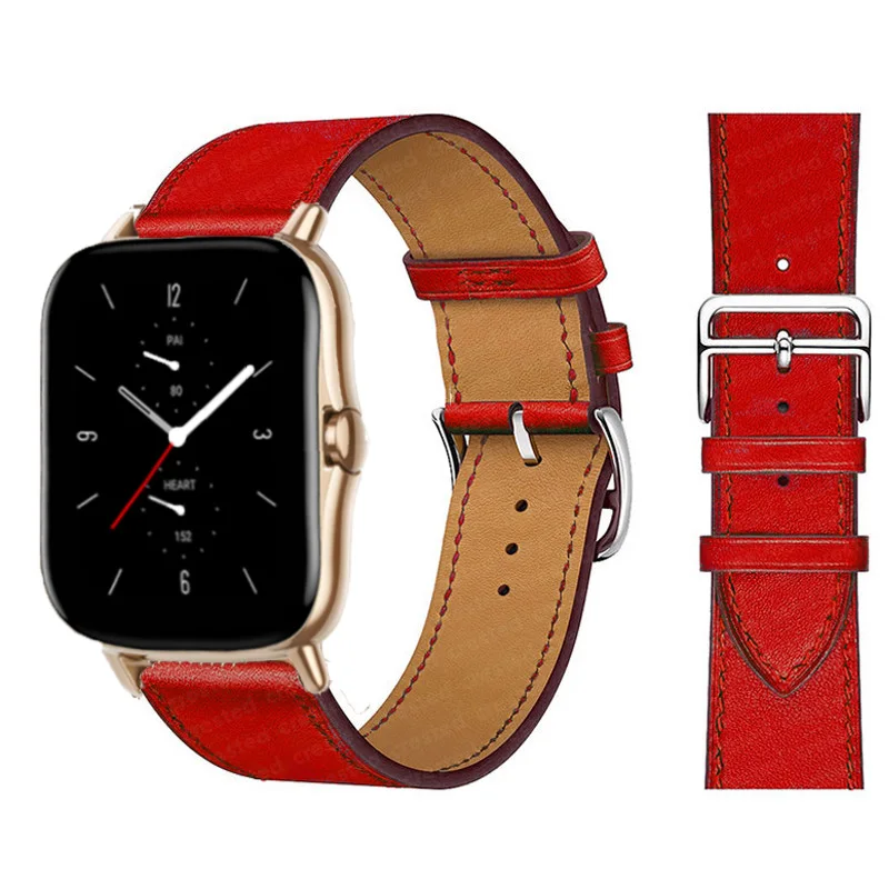 20mm 22mm leather band For Amazfit GTS 3/2/2e/GTS2 Mini/GTR 3 42mm/47mm/GTR3/3Pro/2/2e/stratos 2/3 Bracelet Amazfit bip strap