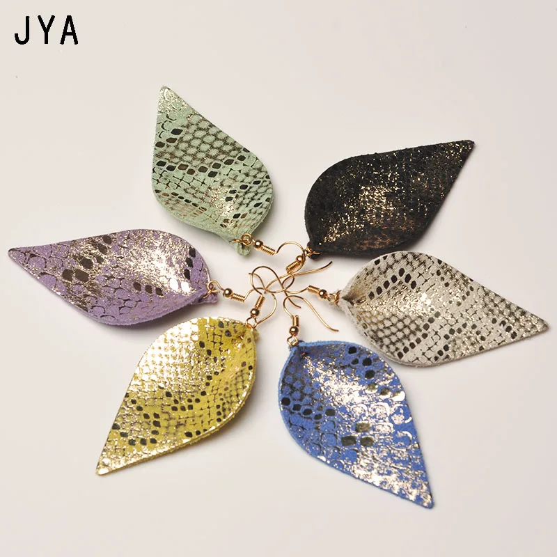 Блестящие модные серьги из натуральной кожи для женщин Разноцветные с подвеской