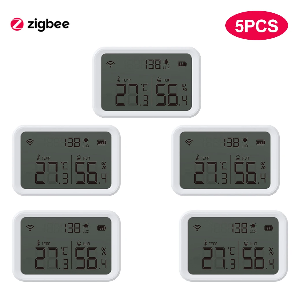 

Tuya Wifi Zigbee Temperature Humidity Sensor Lux Light Detector Indoor Hygrometer Thermometer With LCD Screen Work Tuya Hub