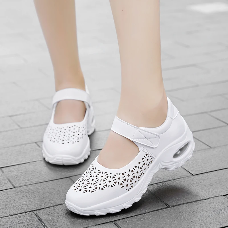 

Hot Selling Summer New Style Women's Outdoor Sneakers Comfortable Breathable Hollow Casual Shoes Sports Mesh Womans White Shoes