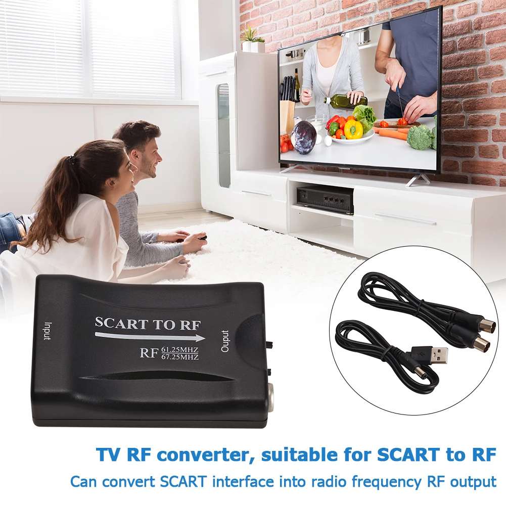 Высококлассный преобразователь SCART в RF Аудио Видео AV сигнальный адаптер ресивер