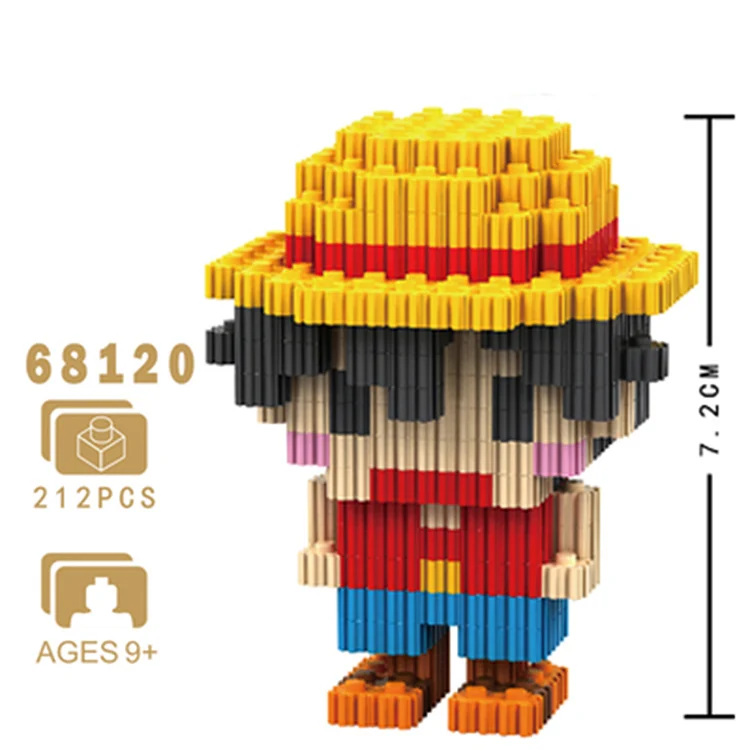 212pc Luffy Строительные блоки, игрушки для детей, Super Mario Bros, алмазные мини-блоки, Doraemoned, супер герой, Narutoes, Звездные войны, Детский Рождественский подарок - Цвет: 212pc Luffy