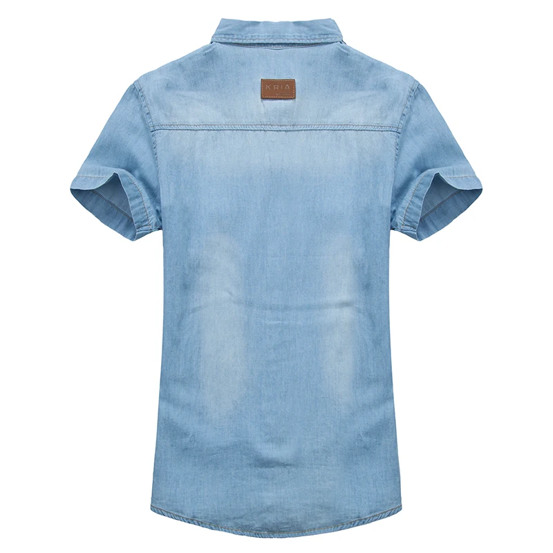 Новая мужская джинсовая рубашка летняя Стильная Повседневная с короткими