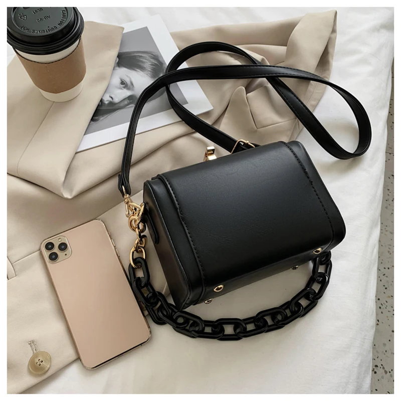 

2021 New Luxury Box Design Shoulder Bags For Women PU Leather Crossbody Bags Female Trend Chain Shoulder Bag Accept Dropshipping