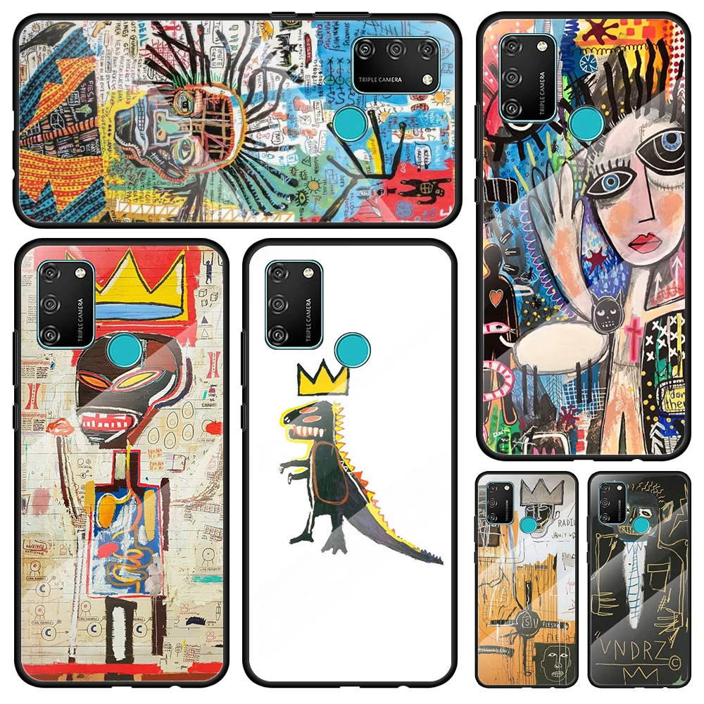 

Jean Michel Basquiat Art Tempered Glass Cover For Honor 30 20 10 9X 8X Lite Pro Plus Silicone Phone Case Coque Shell