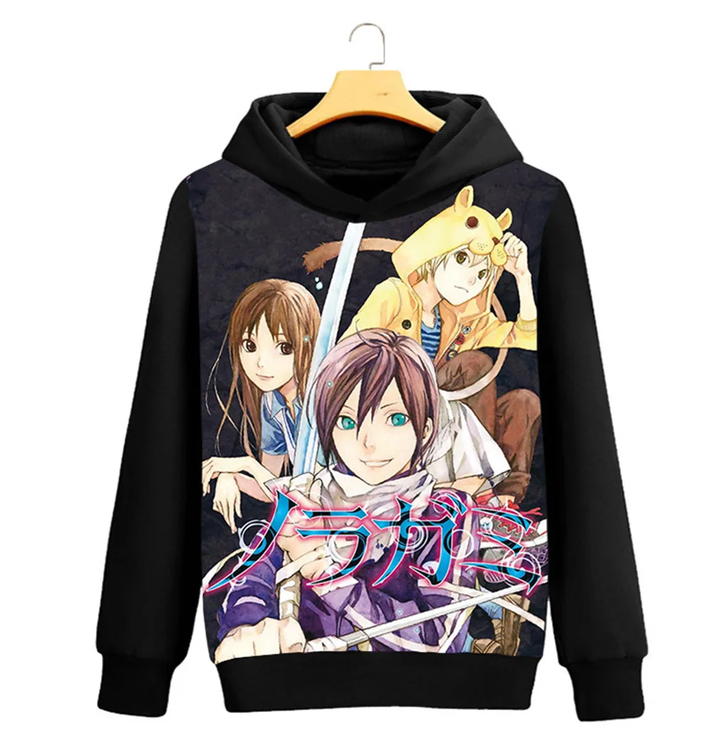 Толстовка Noragami Yato с рисунком аниме для косплея унисекс Черная длинным рукавом Iki