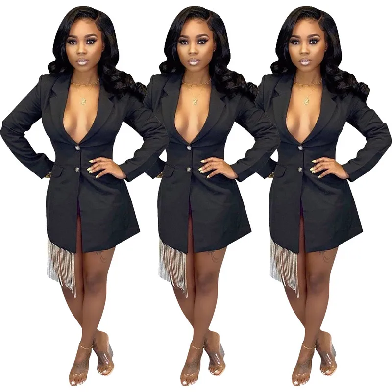 Макси платья для женщин с длинным рукавом Офисная Леди отложной воротник