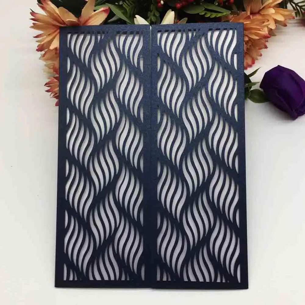 12 шт./лот темно синяя уникальная Складная поздравительная открытка вечерние