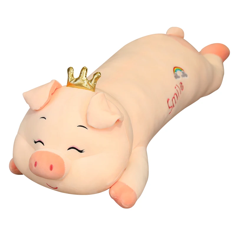 

65-105 CM Lovely Soft Down Cotton Crown Pig Plush Doll Stuffed Pink Pig Doll Baby Soft Sleep Pillow Gift for Girlfriend