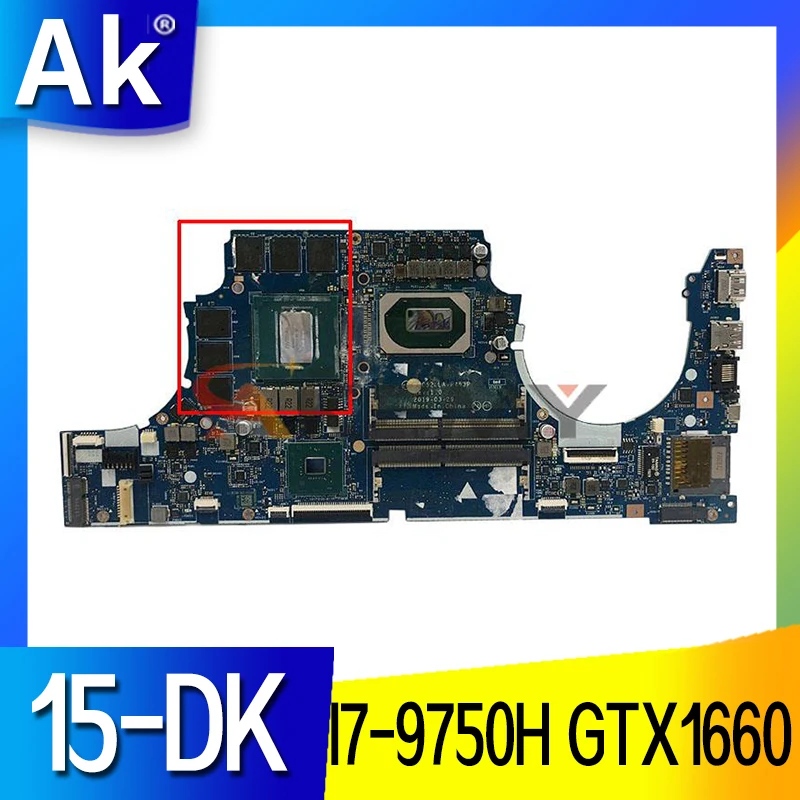 

Материнская плата Akemy для ноутбука HP 15-DK, SRFCP i7-9750H, центральный процессор стандарта GTX1660 со стандартом 100%, хорошо работает