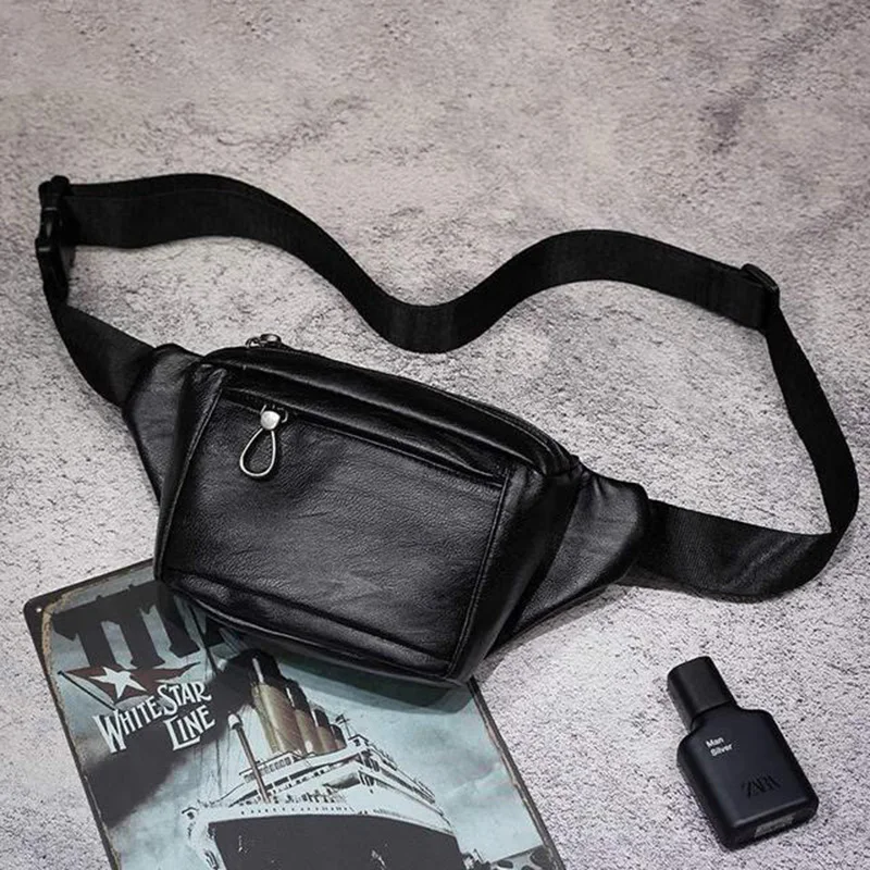 

KUDIAN BEAR Small Men Waist Bag Fanny Pack PU Leather Sports Men's Chest Bags Casual Crossbody Bags With Phone Pouch BIX318 PM49