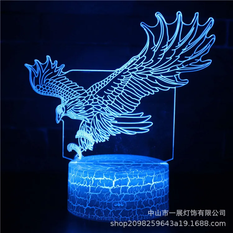3D LED маленький ночник Сова Орел семь цветов креативный подарок настольная лампа