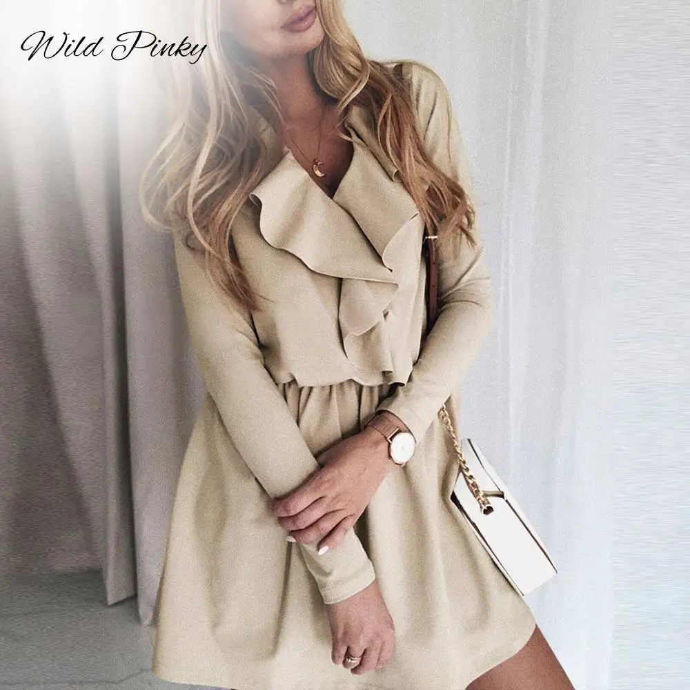 Женское Короткое платье цвета хаки WildPinky шикарное мини-платье на шнуровке с