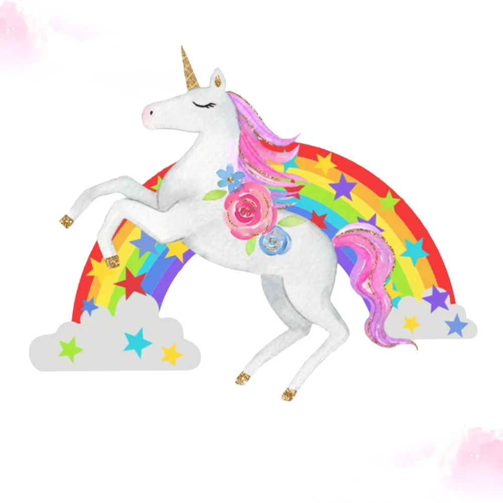 Rainbow Unicorn Wall Sticker Adorable Wallpaper Charming Decal Decorative for Living Room Home Bedroom | Дом и сад