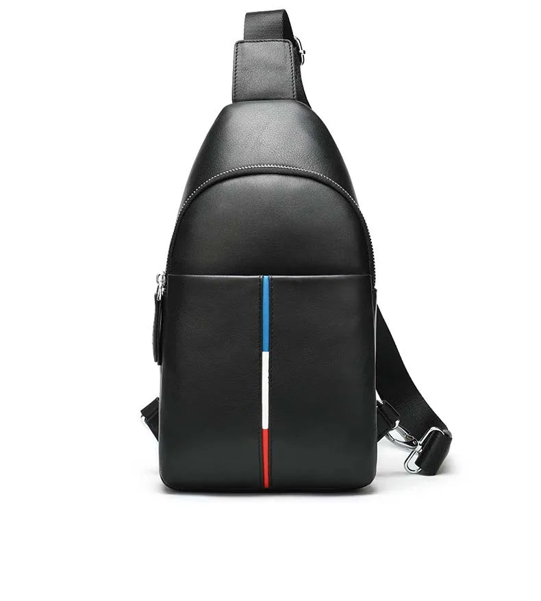

Men's Small Chest Sling Bag Travel Hiking Cross Body Messenger Shoulder Backpack Solid Men leather waist Bag for male's