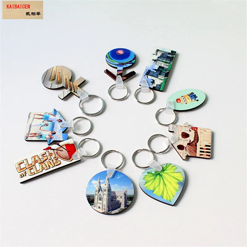 Модные самодельные сублимационные деревянные кольца для ключей влюбленных