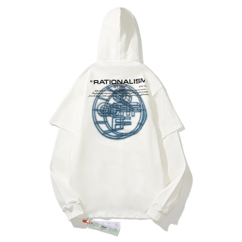 

Owoff 2021 new fake two piece Hooded Sweater tide brand gradient arrow Guangzhou yuechao