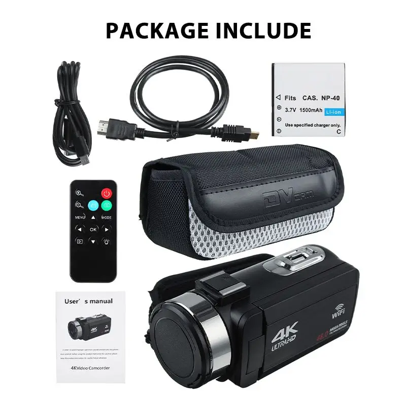 

4k Ultra HD Video Camera Camcorder Cinema 30MP DV Camcorders Rotation Touch Screen 16X Digital Zoom WIFI Photography Cam
