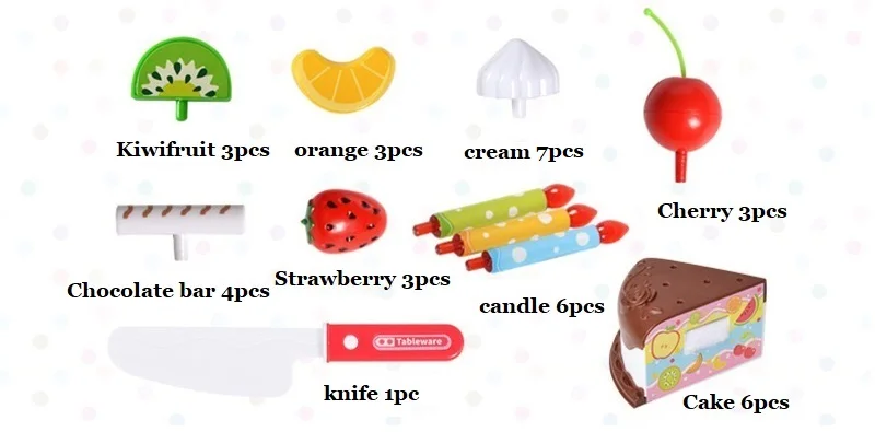 37 шт. Protend Play Fruit Cuting игрушка на день рождения DIY кухонные игрушки торт еда мальчики девочки подарок для детей Развивающие детские ZXH