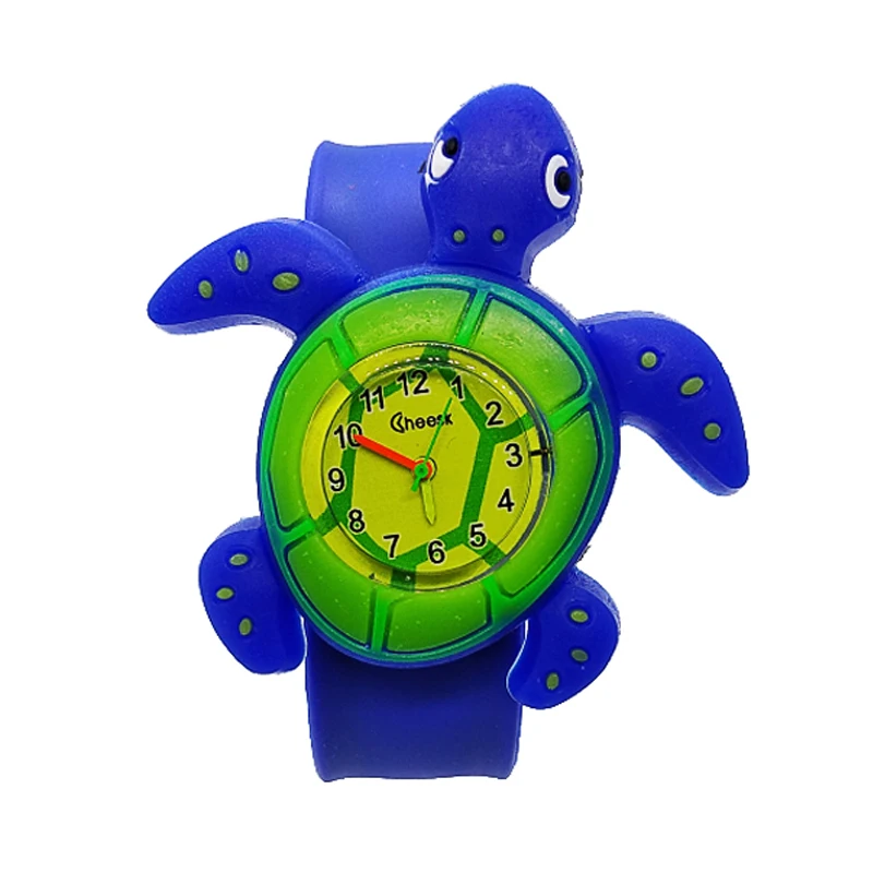 High Quality Children Watch for Girls Baby Gift 3D Minnie Turtle Pat Flap Wrist Watch Child Sports Students Clock Kids Watches - Цвет: turtle - blue