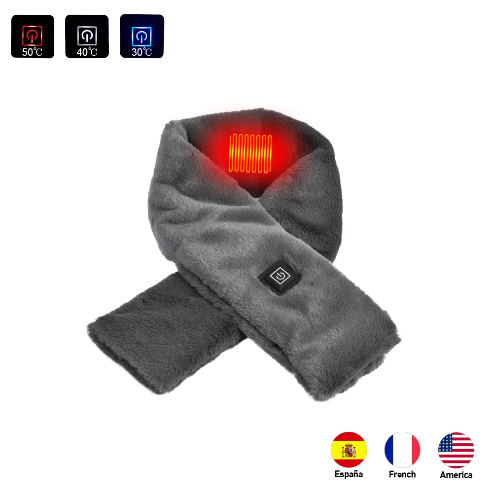 

Winter USB Electric Heating Scarf Adjust Temperature Scarves Winter Neck Warm Shawl Couple Neckerchief Plush Collar Scarves