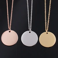 customed stainless steel necklace multicolor simple round pendant blank stamping tags 45cm17 68 long personalised gift 1 pc