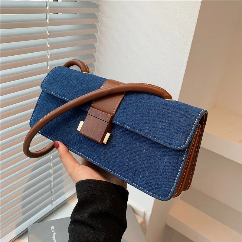 

Pochette 2021 Newest Luxury Brand Handbags Fashion Patchwork Denim Bag Womens Totes Sholder Bag Ladies Cute Small Messenger Bags