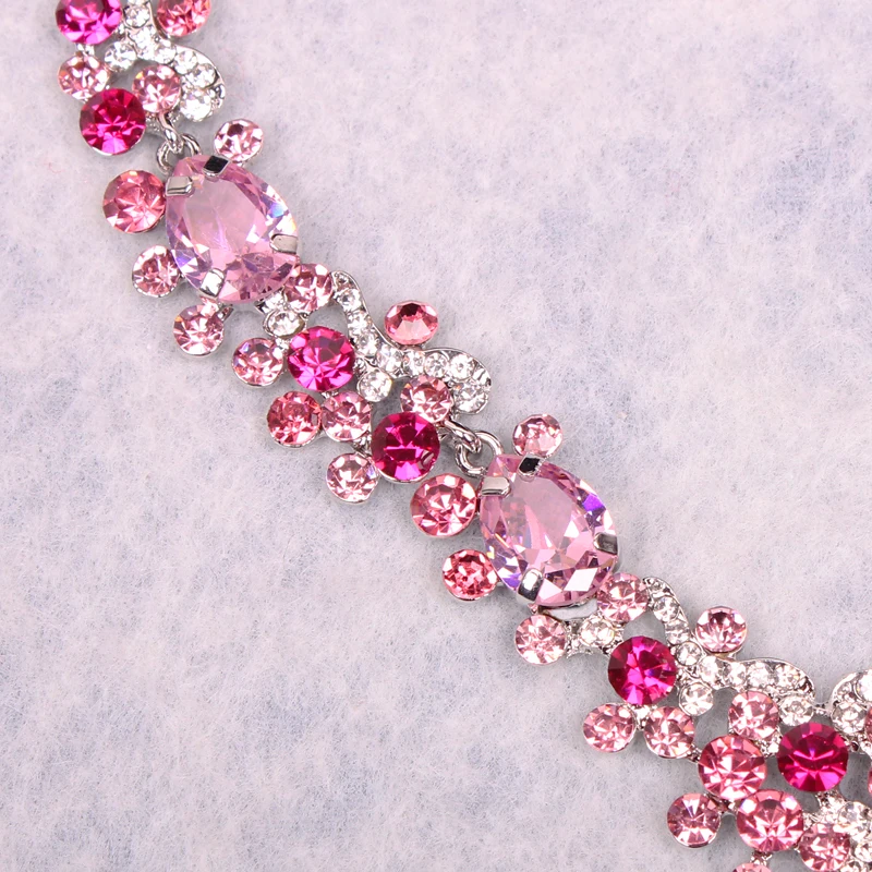 Женский комплект свадебных украшений роскошный из ожерелья и сережек с фианитом