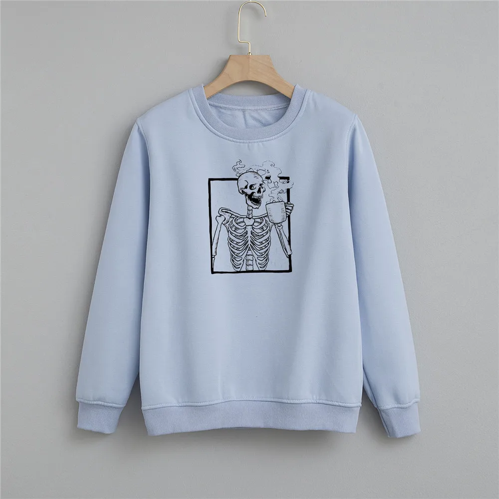Skull Graphic Crewneck Cotton Sweatshirt Goth Clothes Women Punk Gothic Vintage Hoodie Long Sleeve Harajuku Sweetshirt for Girls