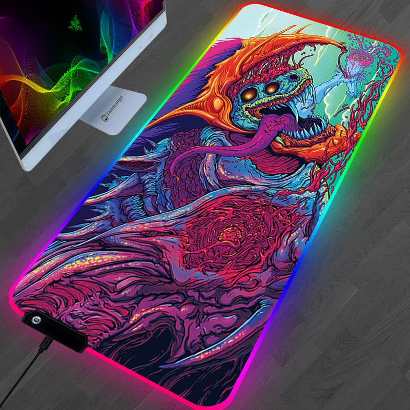 

Коврик для мыши RGB CS GO Hyper Beast, Настольный коврик для геймеров, аксессуары для игр, клавиатура Varmilo, большой светодиодный компьютер XXL, стол LOL