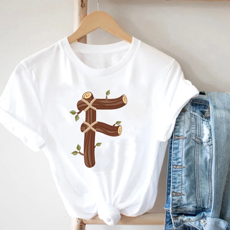 

Kpop Clothes Anime Thing Manga Korean Style Women's Clothing Short Sleeve T-Shirt Fashion Contracted 26 English Alphabet T-Shirt