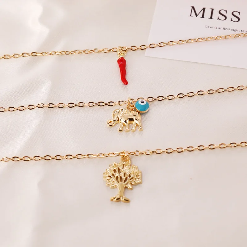 Многослойное ожерелье в стиле бохо для женщин комбинированное с подвеской виде