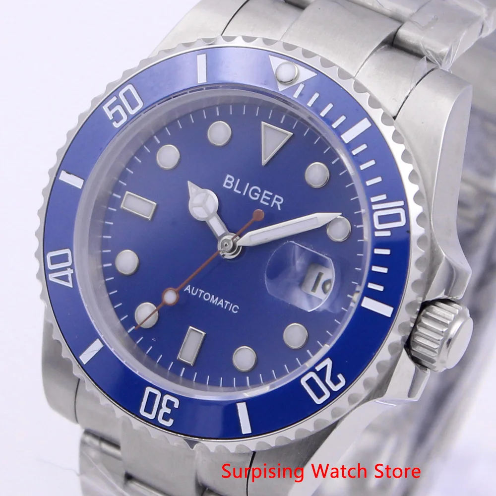 Мужские автоматические механические часы Bliger 40 мм роскошные Брендовые Часы с