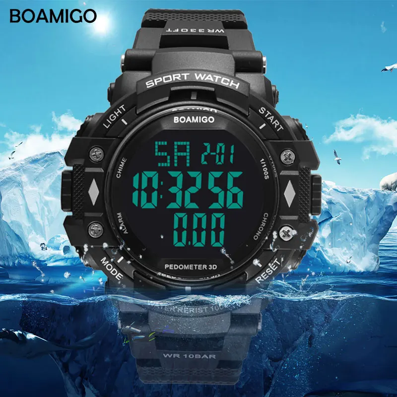 

100M Waterproof Sports Watches For Men Pedometer Calories LED Digital Mens Watches Swimming Steeldive Watch Reloj Hombre