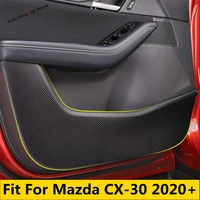 for mazda cx 30 2020 2022 car door anti kick pad anti dirty mat protector sticker cover trim carbon fiber pu leather accessories