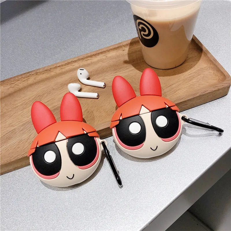 Симпатичные цветы Powerpuff девушки полицейские INS корпусы гарнитурные для Apple Airpods 1/2 силиконовые защитные наушники крышка аксессуары