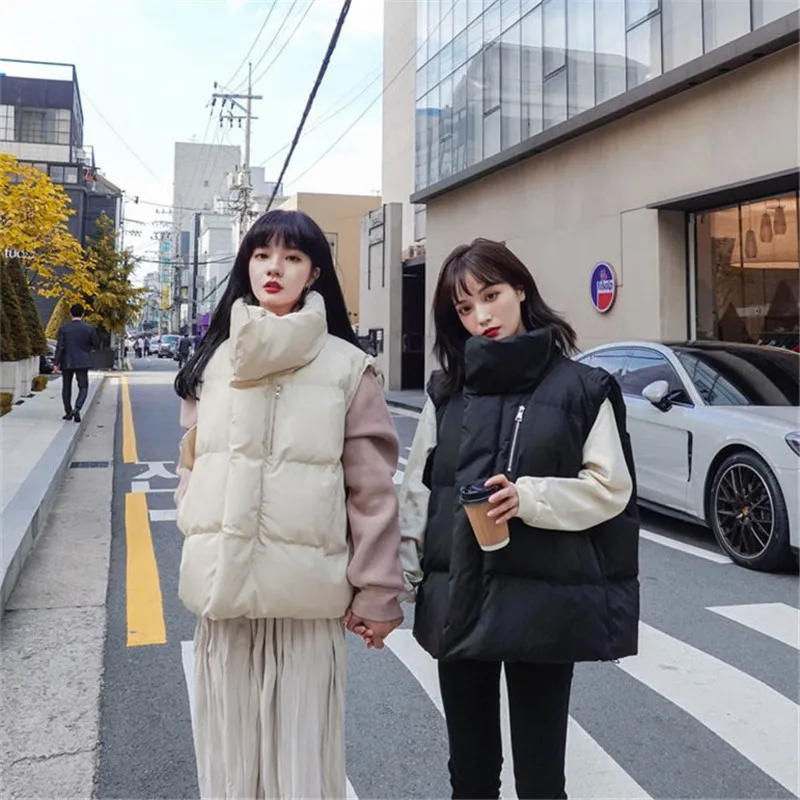 

Winter Down Vest Women Korean Sleeveless Jacket Single Breasted Warm Coat Plus Size Loose Thick Fashion Waistcoat Female S2283