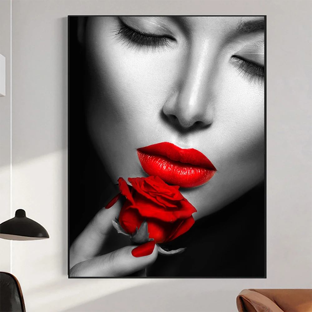 

Алмазная 5D картина «сделай сам», привлекательная красота, красные губы, розы, полная вышивка, вышивка крестиком, мозаика, Наборы для творчес...