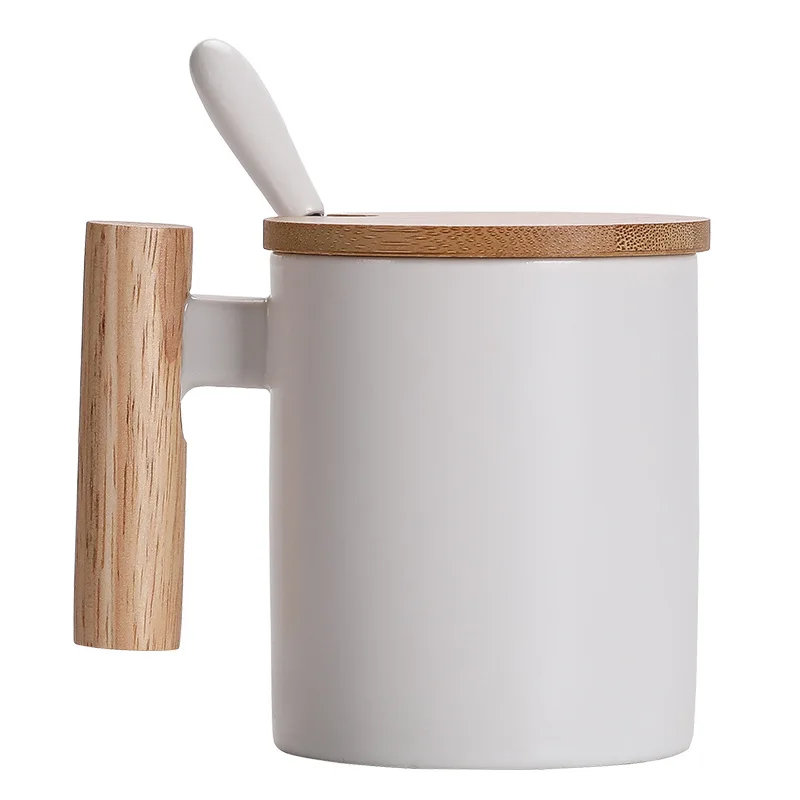 

Simple Nordic Style Mug Creative Arts Water Cup Coffee Cup Wooden Handle Ceramic Cup