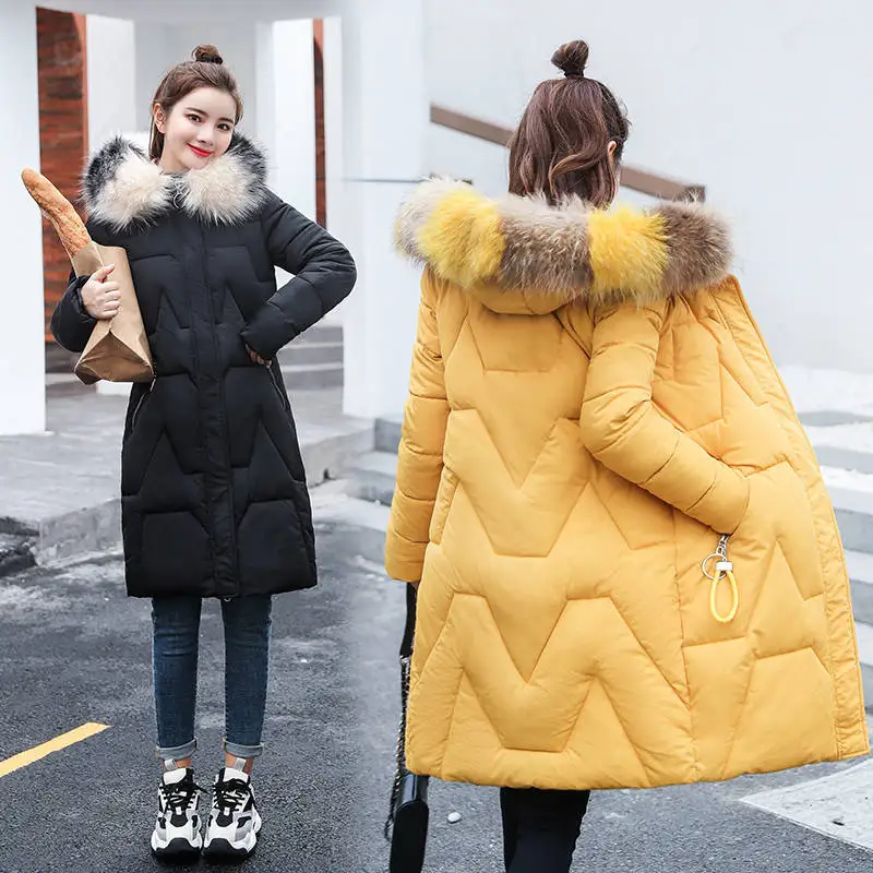 Зимние женские пуховики зимняя куртка большое меховое толстое изящное длинное