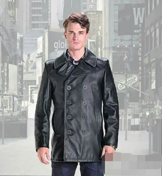 

Factory 2020 Men's Black Motorcycle Leather Jacket 100% Genuine Thick Cowhide Male Suit Coats Military Coat S-XXXL