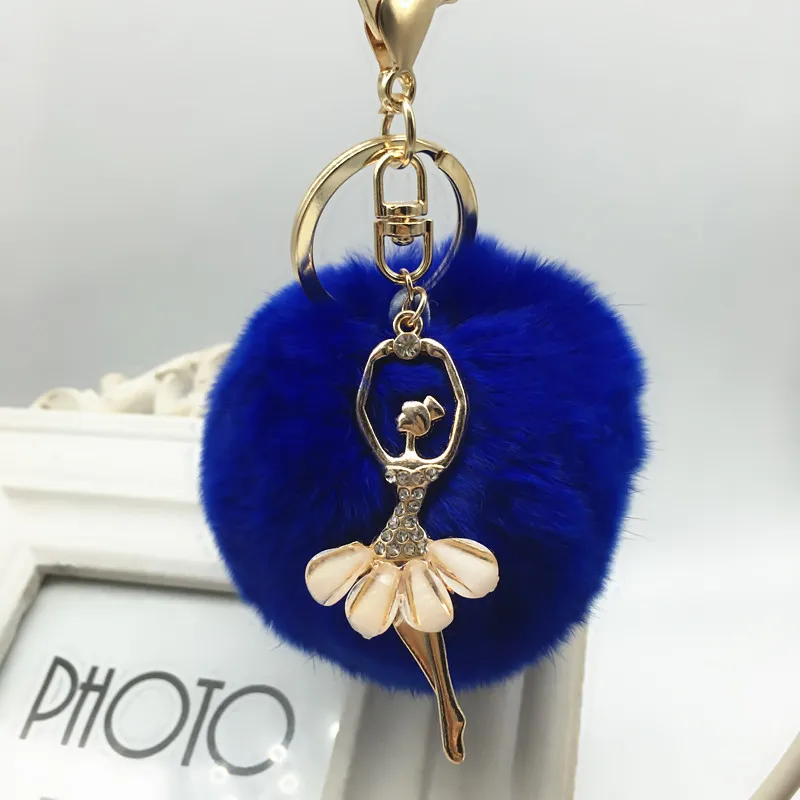 Брелок с помпоном из кроличьей шерсти и кроличьего меха брелки балетные кольца