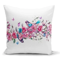 1pc retro colorful flowers pillows cushion cotton linen single side printing pillowcase home decorative soft sofa cushions