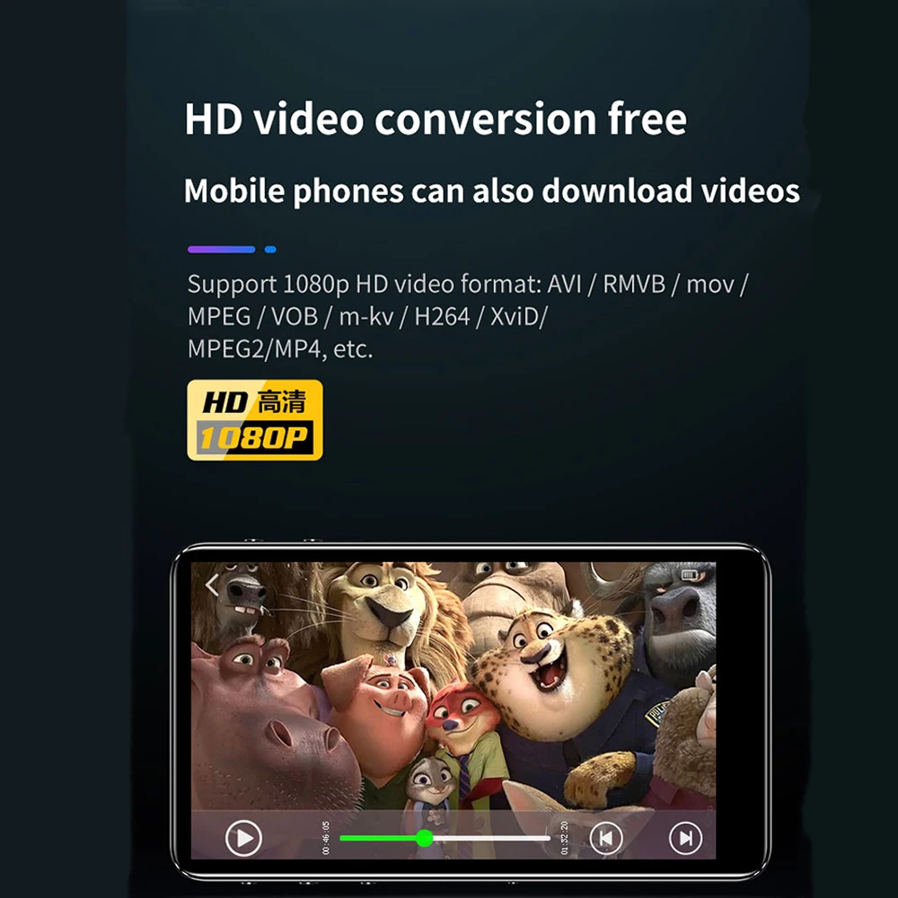HIFI MP3 плеер с Bluetooth 4,0 спортивный цифровой звук MP3 музыкальный плеер Видео плеер FM радио встроенный динамик плеер