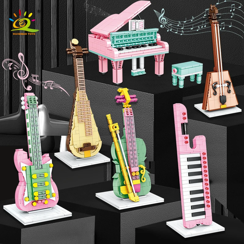 HUIQIBAO классический винтажный граммофон радио модель микро строительный блок мини