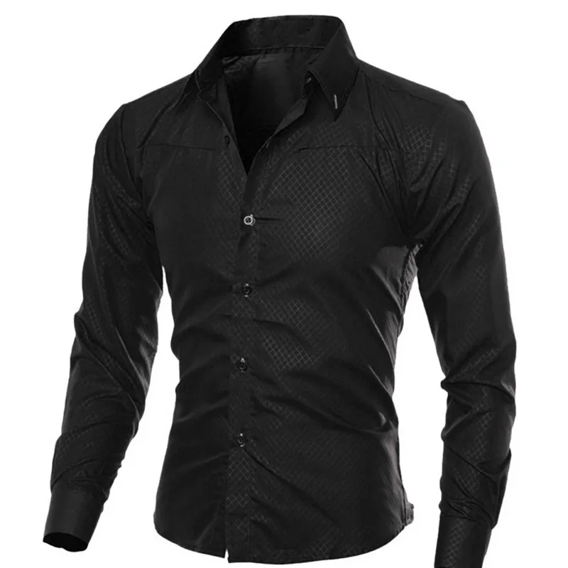 

Spring Long Sleeve Formal Shirts For Men Solid Slim Basic Turn-down Collar Business Dress Shirts Camisas Masculina HOT