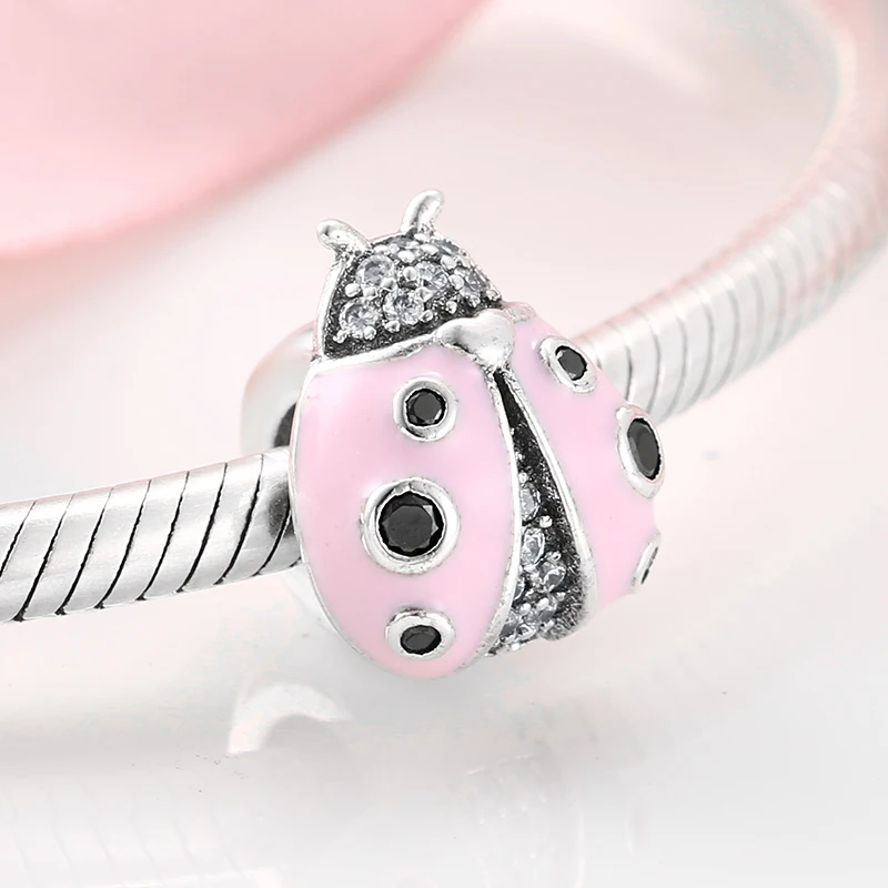 Реальные 925 пробы серебро ювелирных украшений розовый Стрекоза diy фиксаторы уход