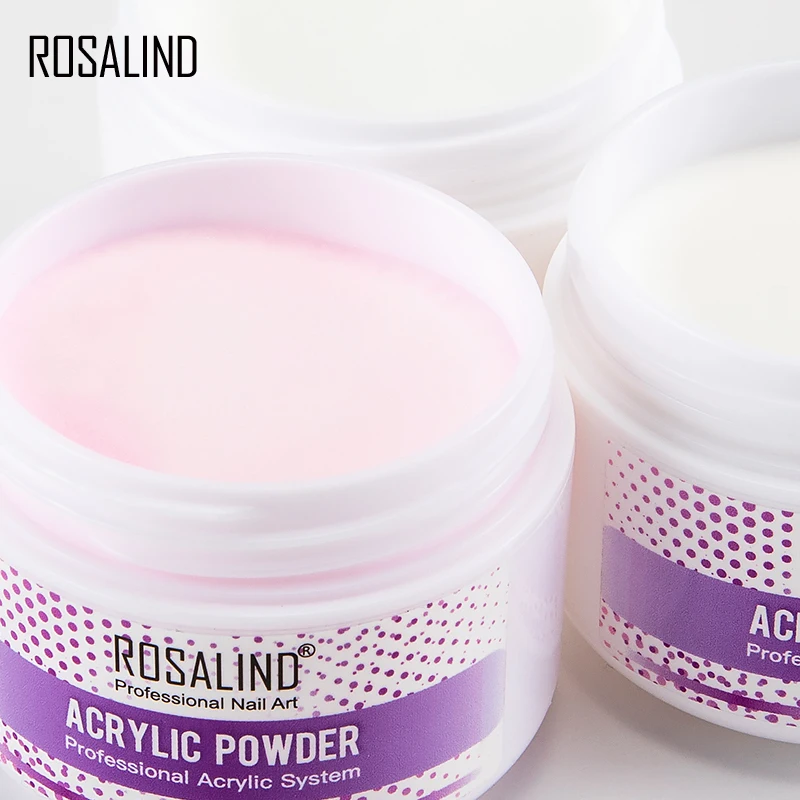 Набор акриловых порошков ROSALIND для ногтей белый полуперманентный классический